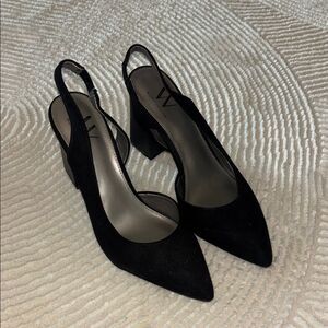 Worthington Black Suede Slingback Heels